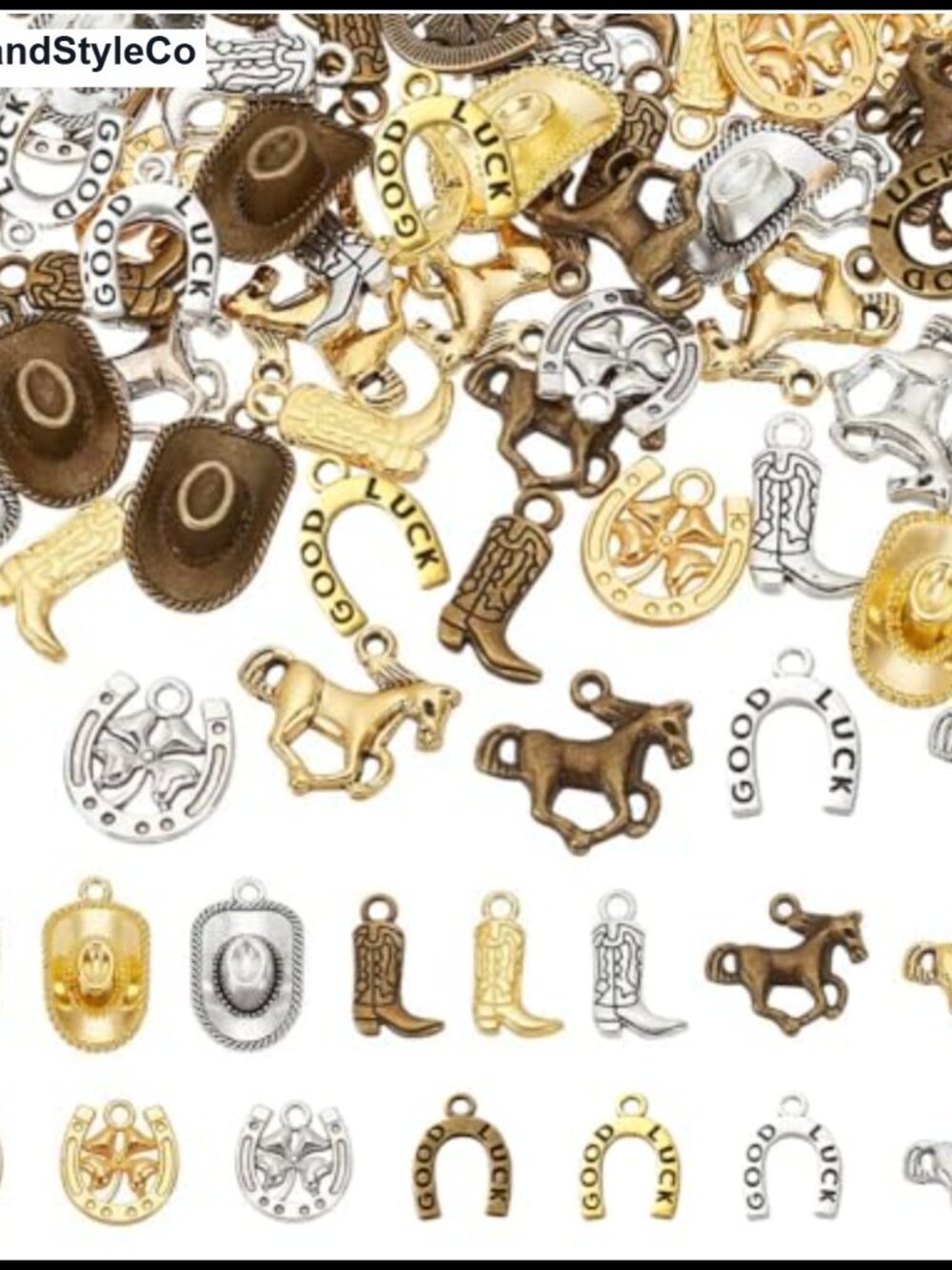 90 Pc Western Cowboy Charms Alloy Pendant Set for DIY Jewelry Making